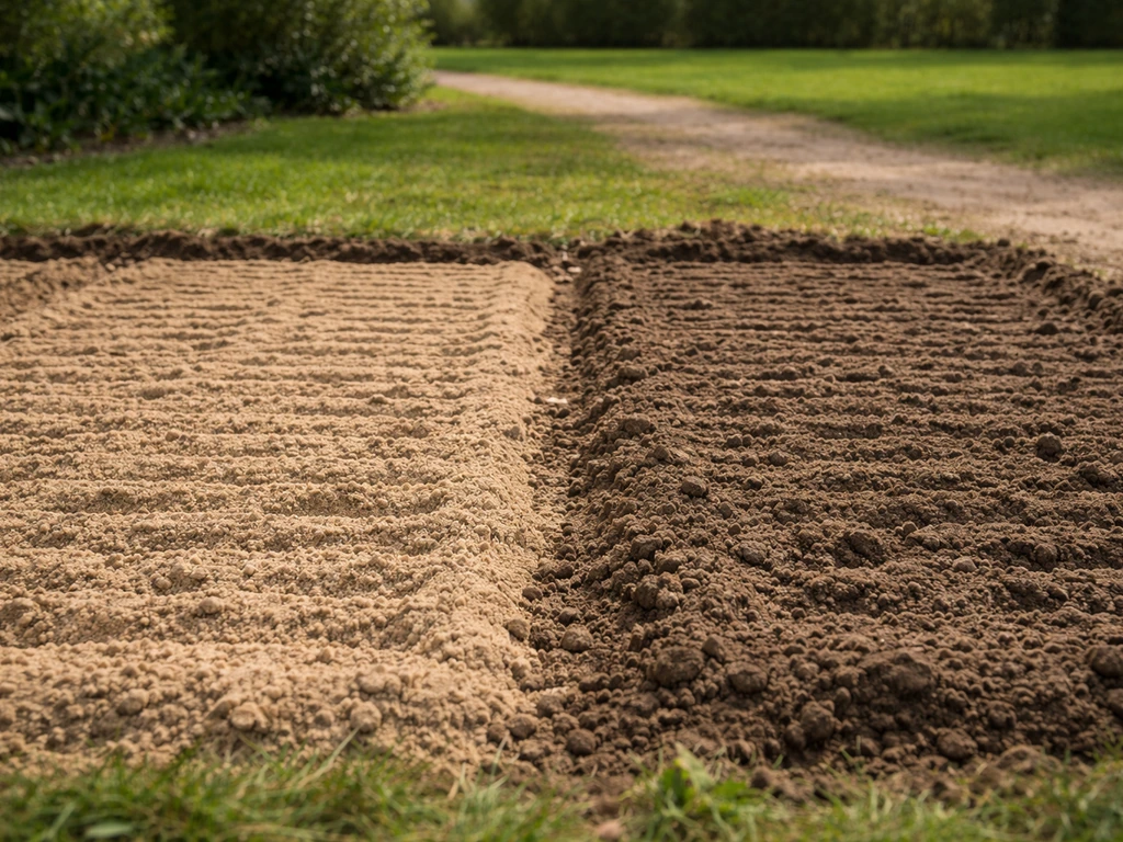 Bodemproefstroken in de tuin: zand naast klei, klaar voor inzaai van graszaad