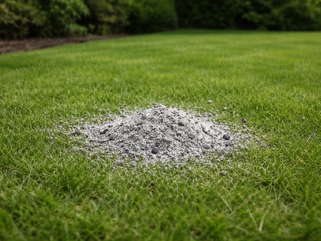 Nederlands gazon met zichtbare houtas op het gras, natuurlijk en veilig toegepast.